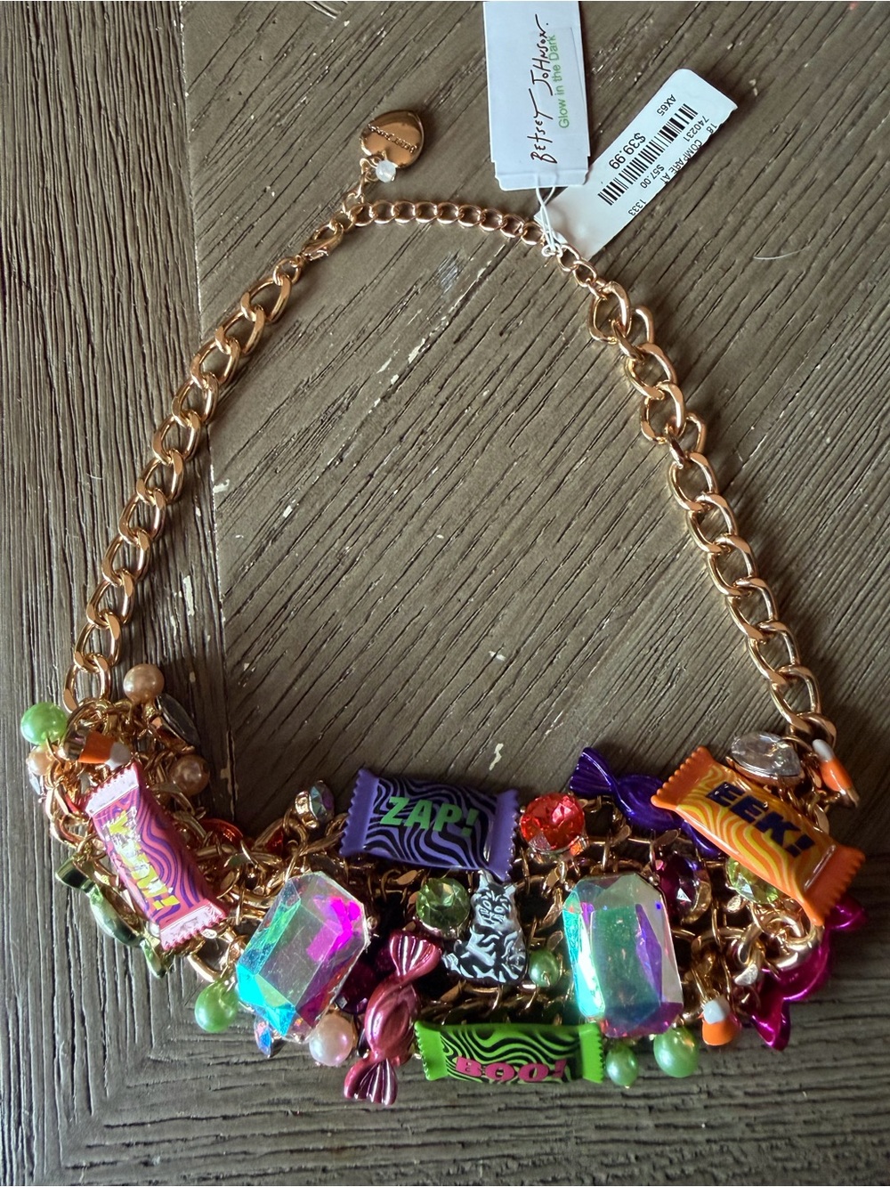 Betsey Johnson Gold-Tone Multicolor Candy Charm Necklace